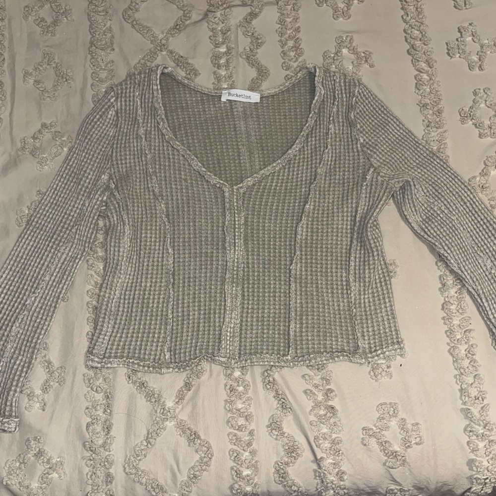BUCKETLIST Gray V-Neck Sweater